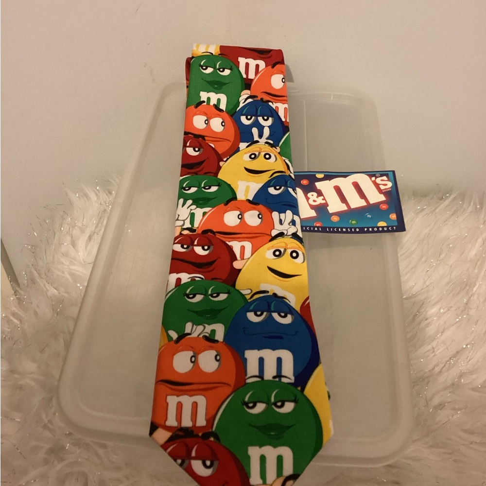 M & M  characters all over large tie